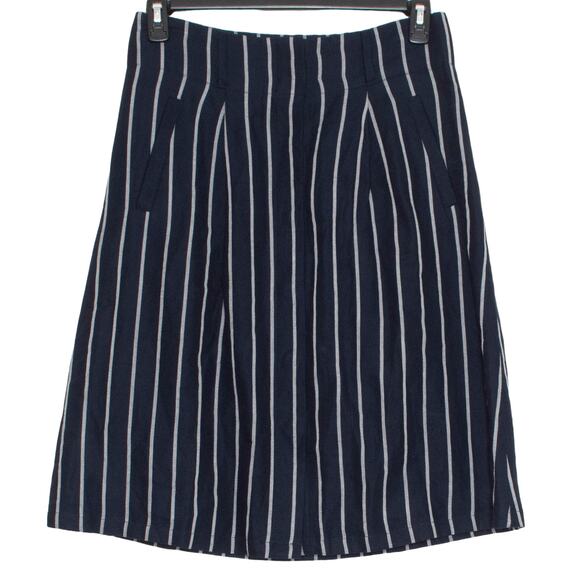 Ann Taylor Dresses & Skirts - NWOT Ann Taylor Womens Skirt Pleated Knee Length Blue Career Stripe Size 8 EF
